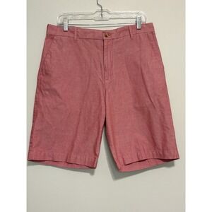 IZOD Red Cotton Chino Shorts Flat Front Logo Button Pockets Zip Casual Men's 34